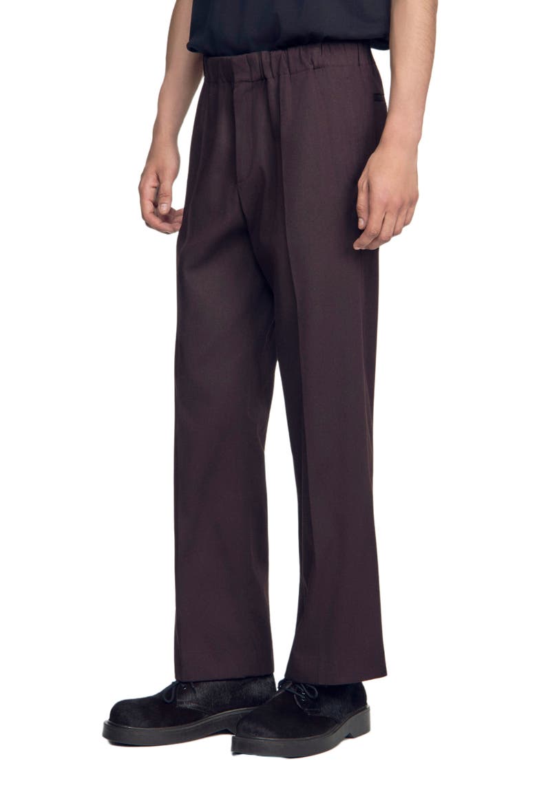 Wide-leg elastic waist trousers, Alternate, color, Chocolate