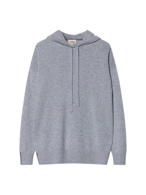 Gobi Cashmere Cashmere Pullover Hoodie Grey In Blue