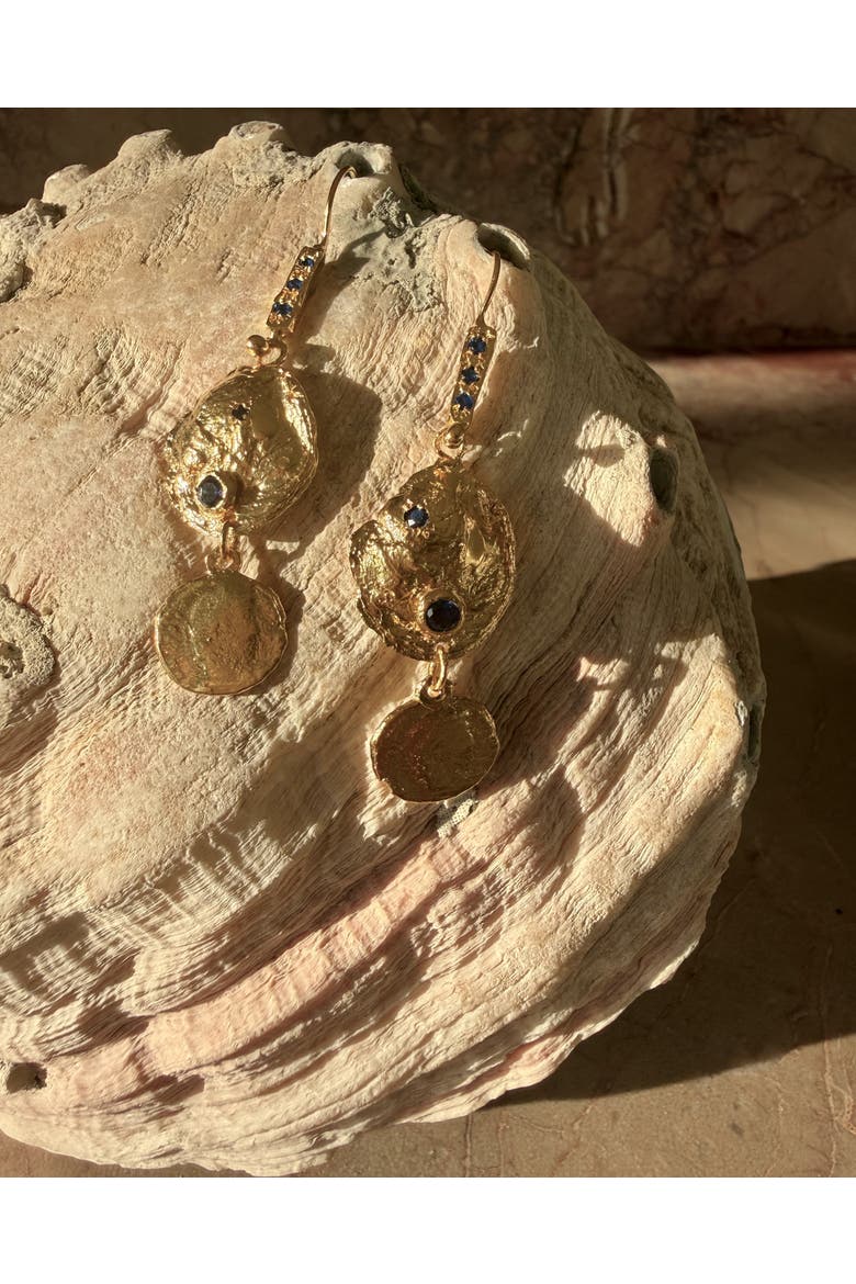 Buying Time Sapphire Stone Earrings, Alternate, color, 18K Gold Vermeil