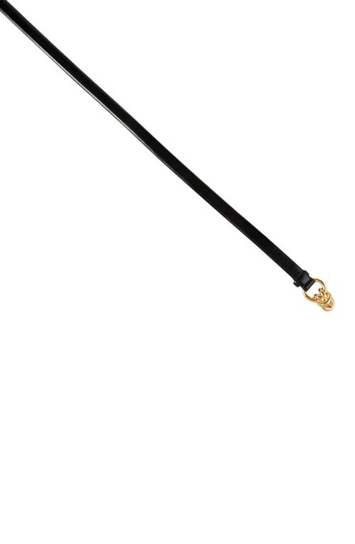 Sandro Slim Leather Belt In Black