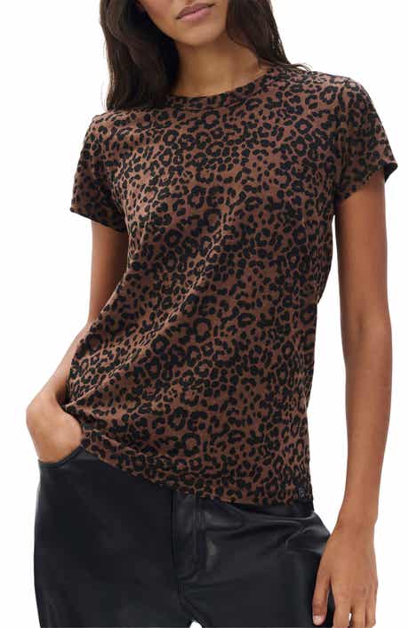 rag & bone Leopard Print Cotton T-Shirt