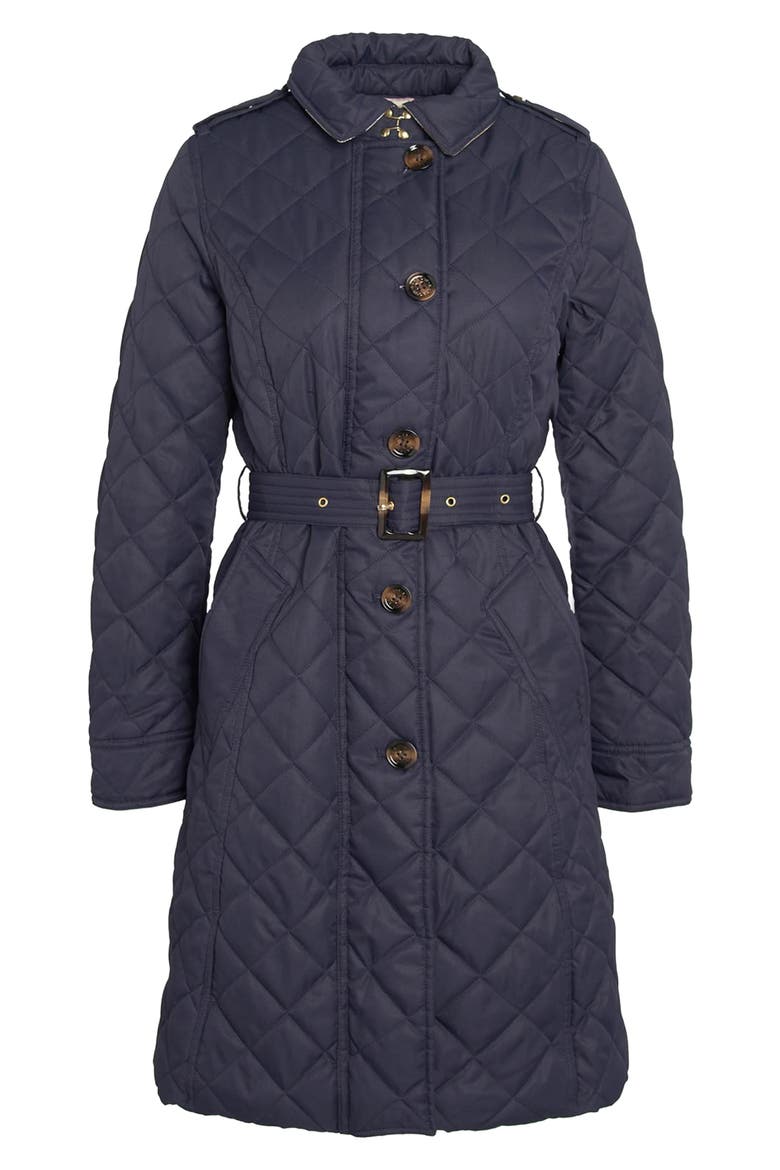 Rosalind Quilted Belted Trench Coat, Alternate, color, MIDNIGHT/ ROSEWOOD TARTAN