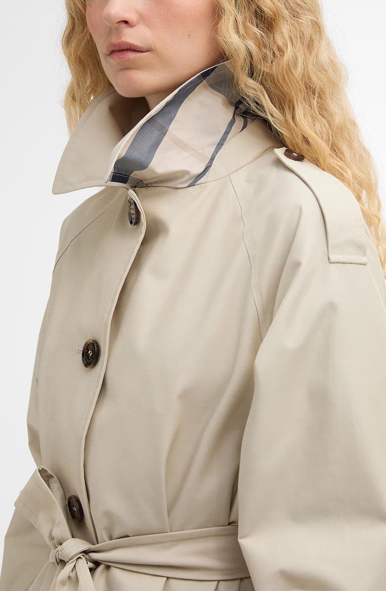 Barbour Maia Waterproof Trench Coat, Alternate, color, Mist / Dress Navy Tartan