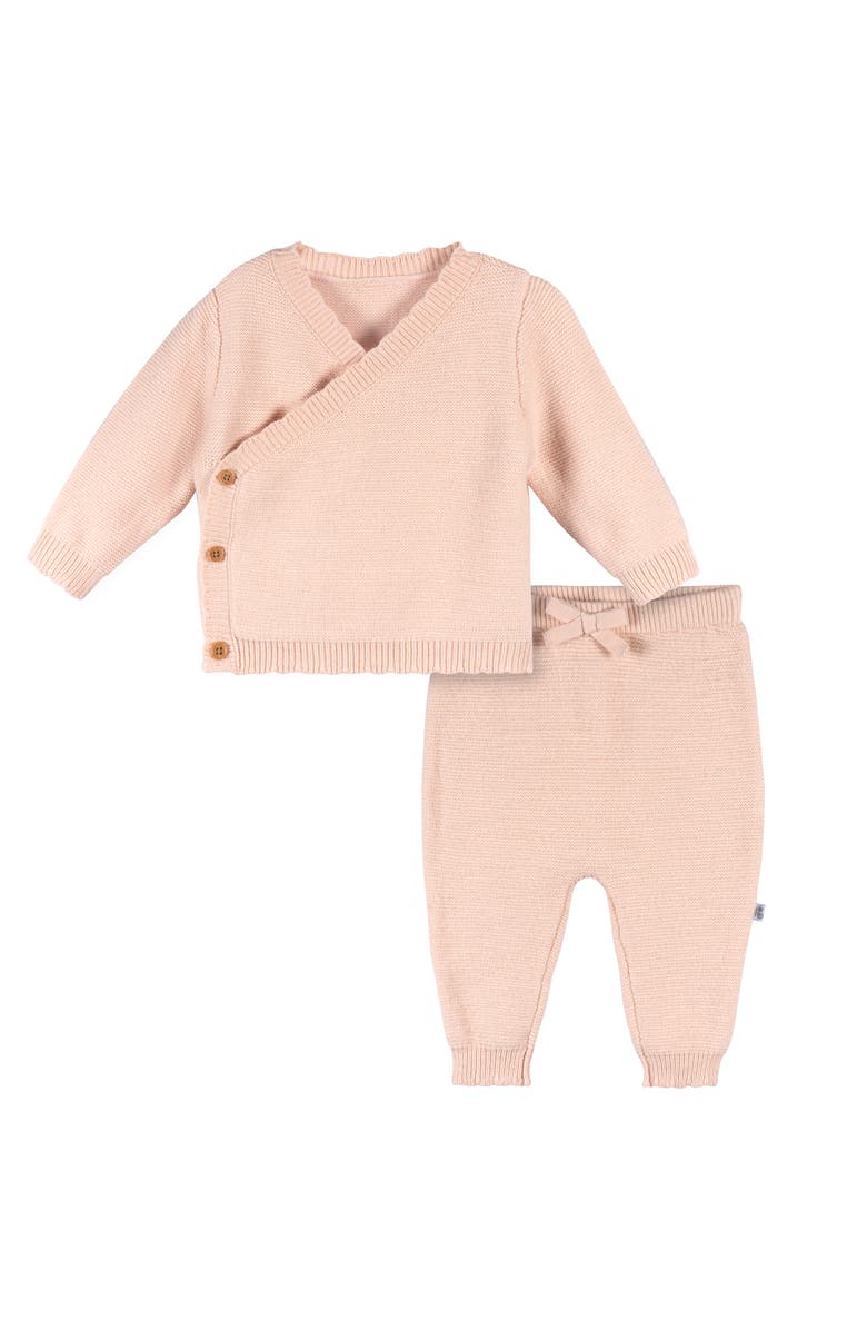 Just Born Pink Scalloped Sweater Knit 2-Piece Set, Main, color, Pink