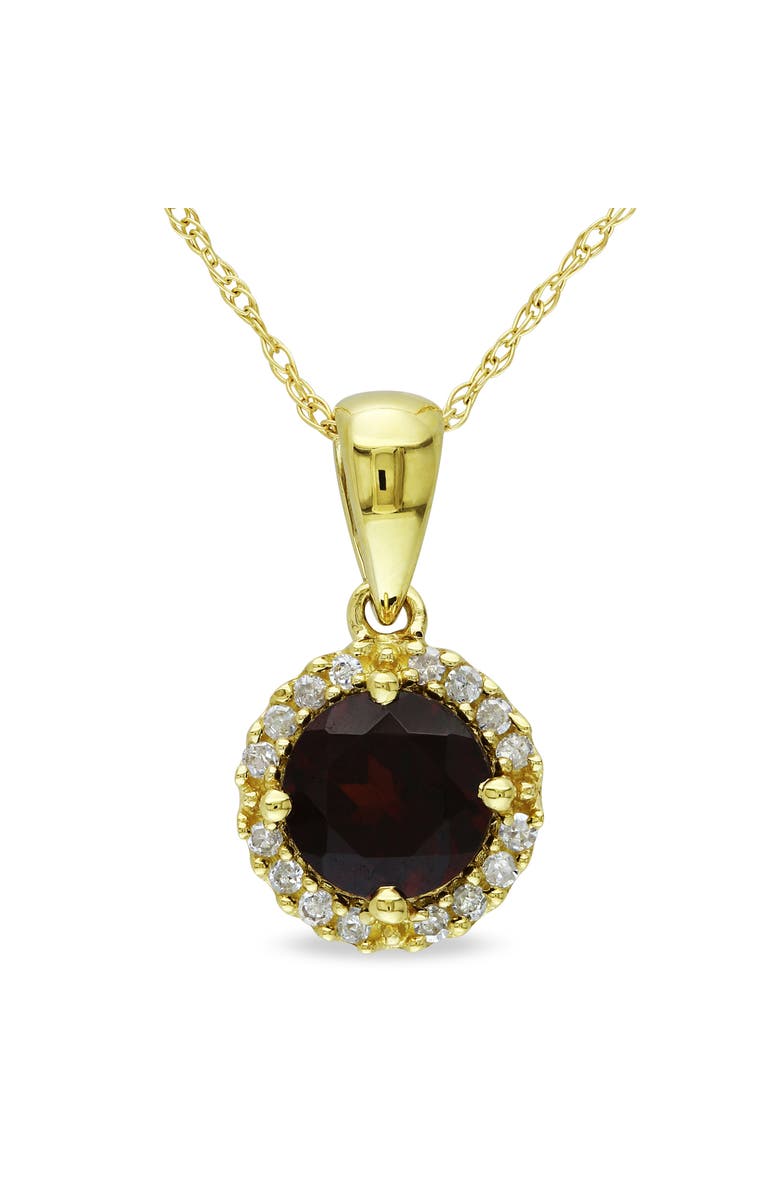 Julianna B. Garnet & Diamond Halo Pendant Necklace 10k, Main, color, 