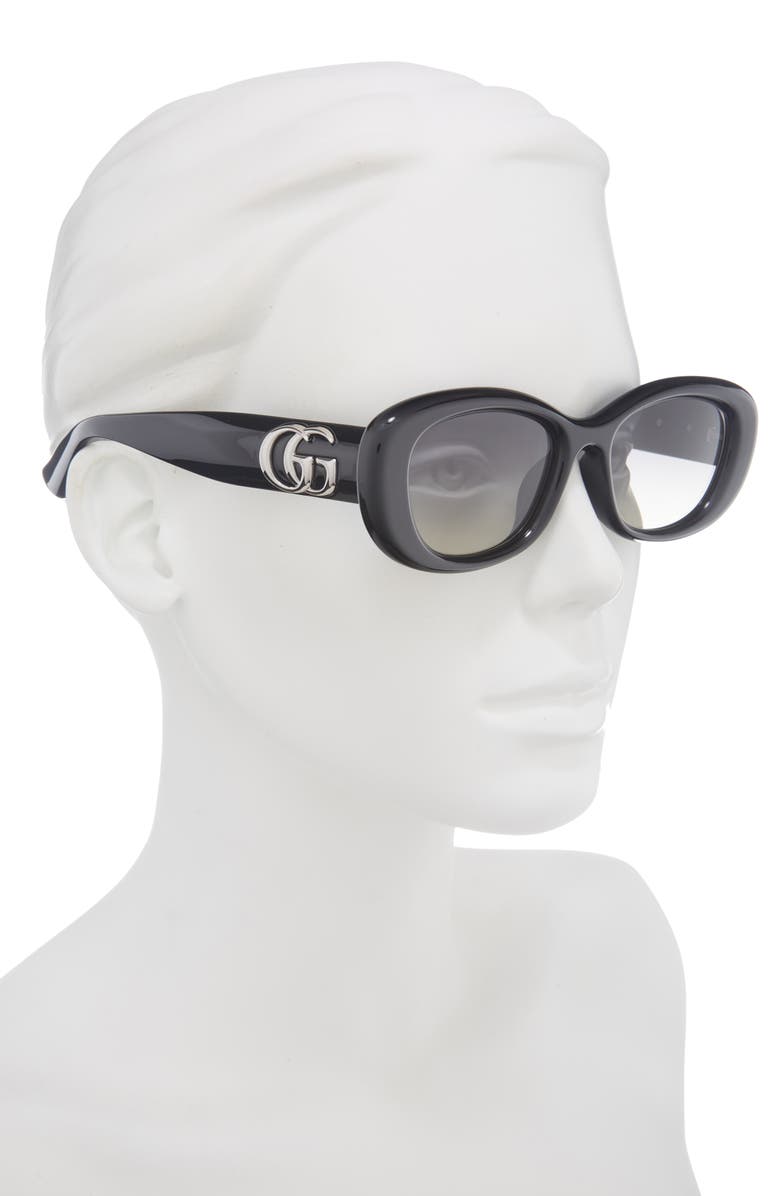 Gucci <p>53mm Polar Gradient Oval Sunglasses</p>, Alternate, color, Black Black Grey