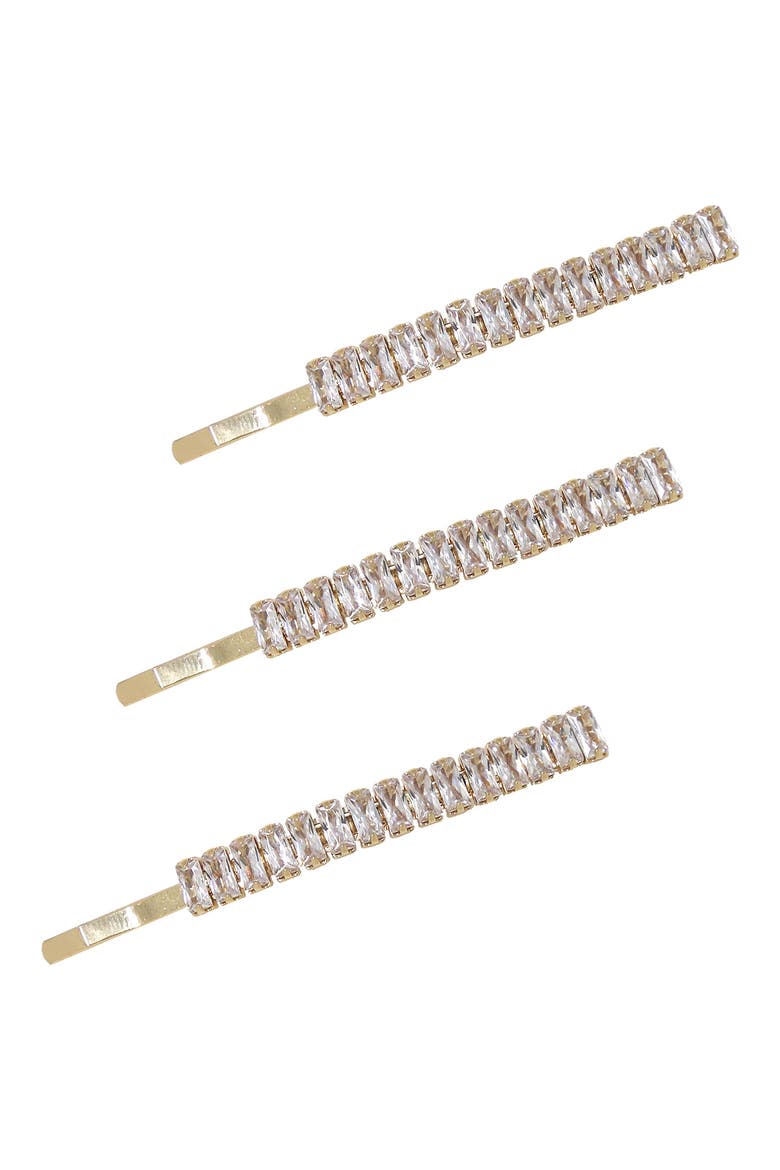 3-Pack Crystal Bobby Pins, Main, color, GOLD