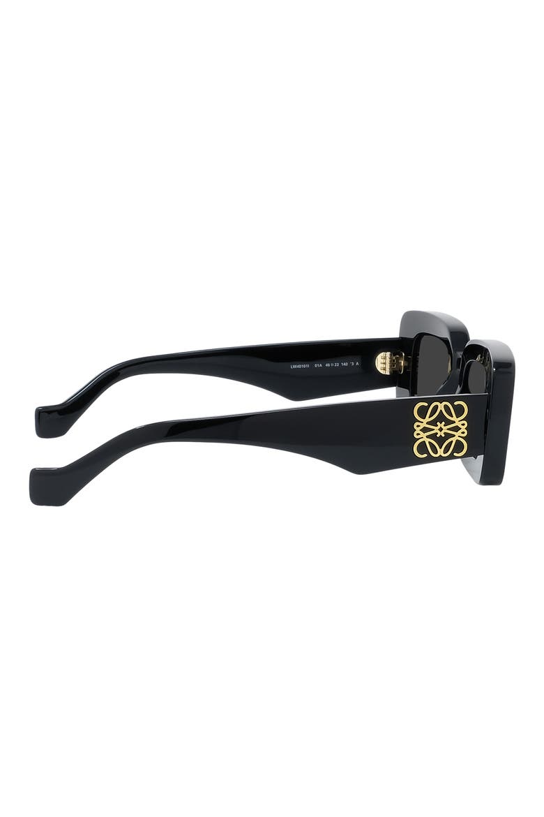 Chunky Anagram 46mm Rectangular Sunglasses, Alternate, color, SHINY BLACK / SMOKE