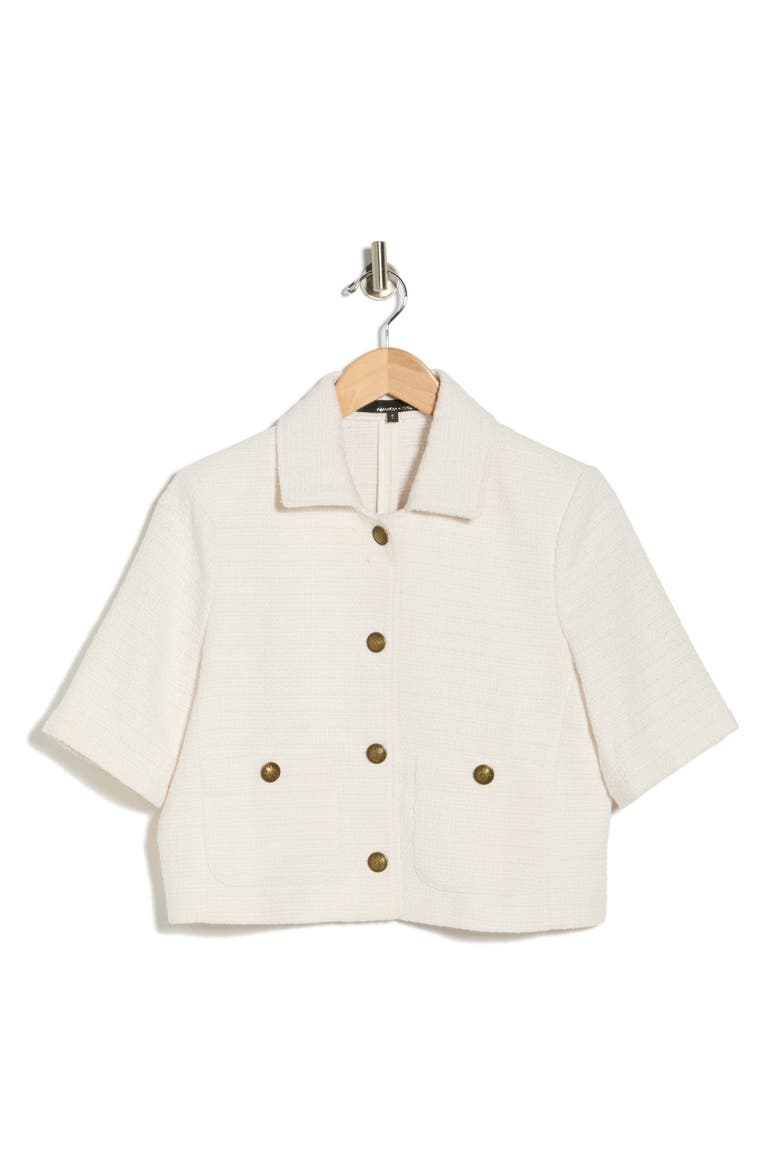 Short Sleeve Tweed Jacket, Alternate, color, NATURAL