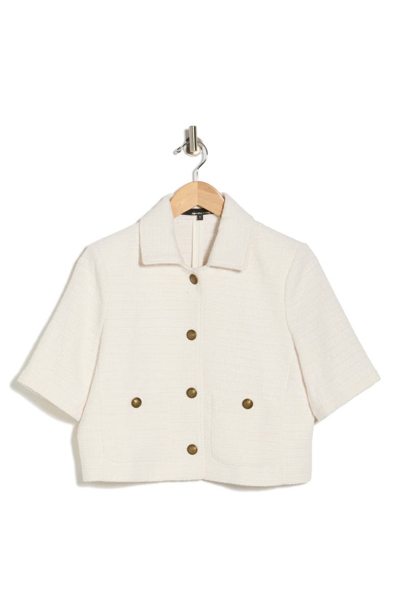 Amanda & Chelsea Short Sleeve Tweed Jacket, Main, color, Natural