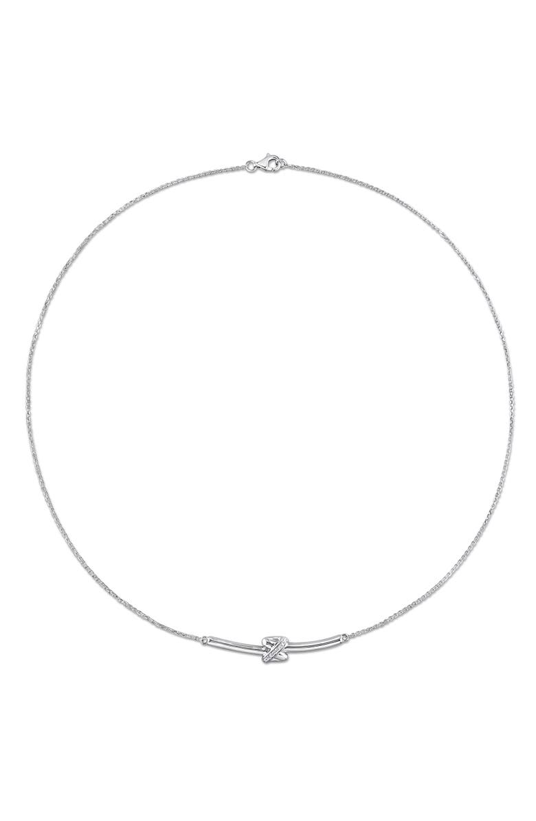 Julianna B. Diamond Bar Crossover Motif Necklace 14k, Alternate, color, White Gold