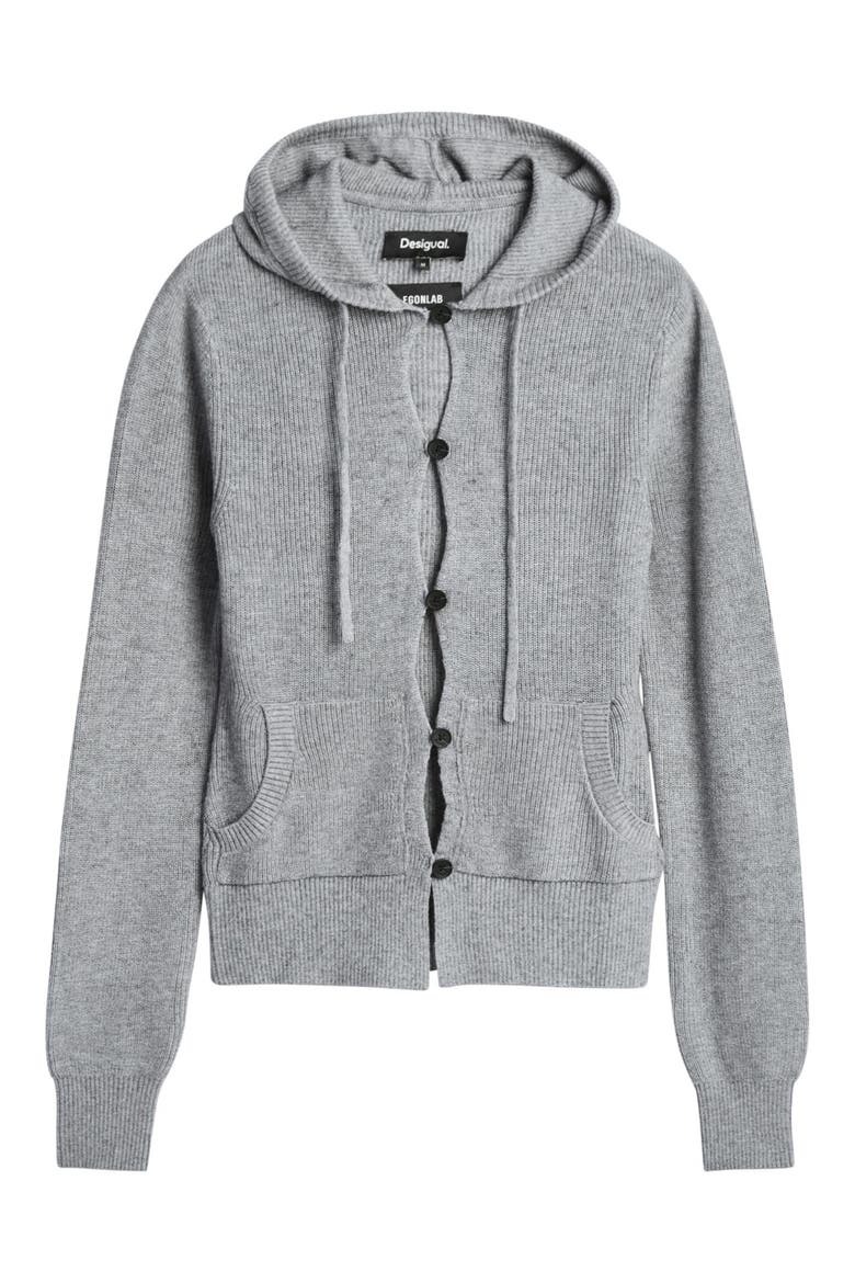 Hooded Cashmere Blend Cardigan, Alternate, color, GRAY