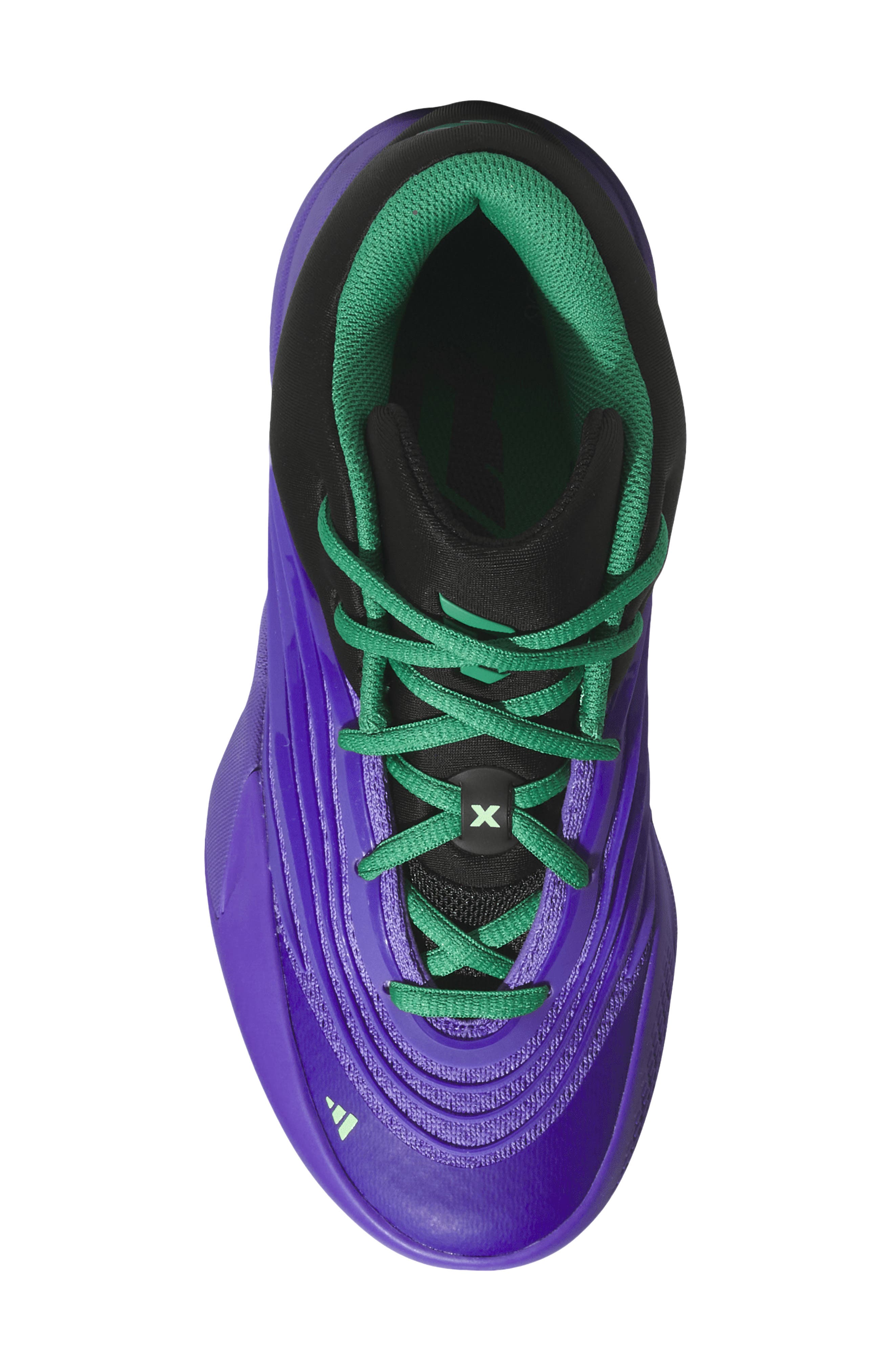adidas Kids
 Dame X Basketball Shoe, Alternate, color, Purple Rush/Black/Court Green