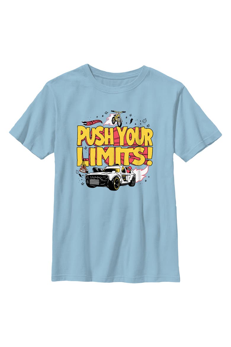 Boy's Hot Wheels Push Your Limits  Graphic T-Shirt, Main, color, Light Blue