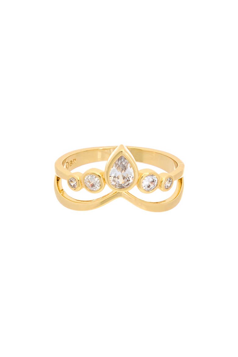 Cubic Zirconia Crown Ring, Main, color, YELLOW GOLD
