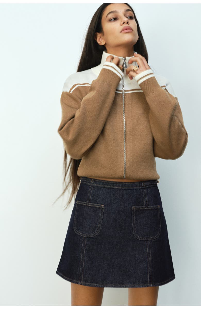 H&M A-line Denim Skirt, Alternate, color, Dark Denim Blue