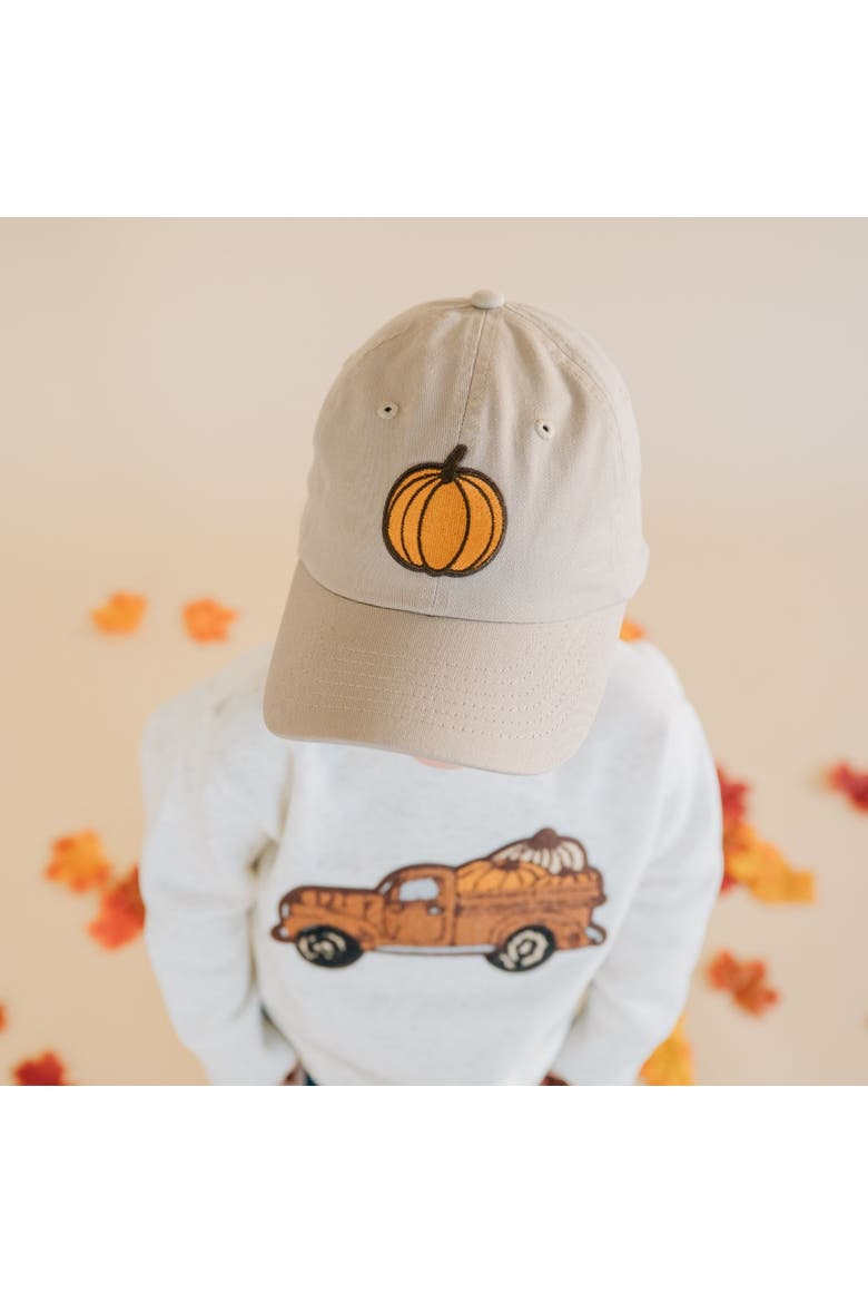 Embroidered Pumpkin Patch Baseball Hat, Alternate, color, Khaki