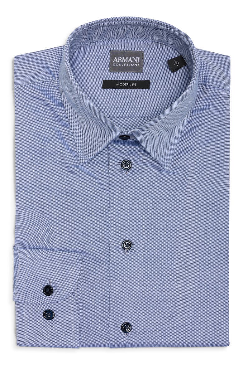 Modern Fit Cotton Oxford Dress Shirt, Main, color, BLUE/ SOLID DARK GREY