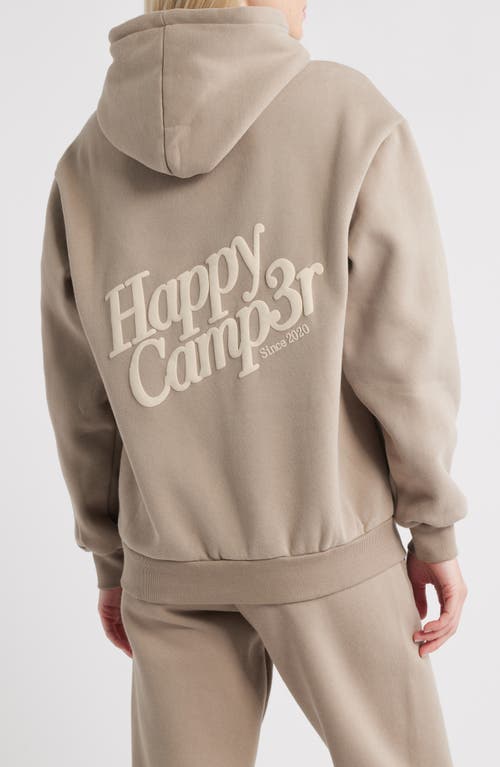 Happy Camp3r Puff Series Core Logo Cotton Blend Hoodie In Brown