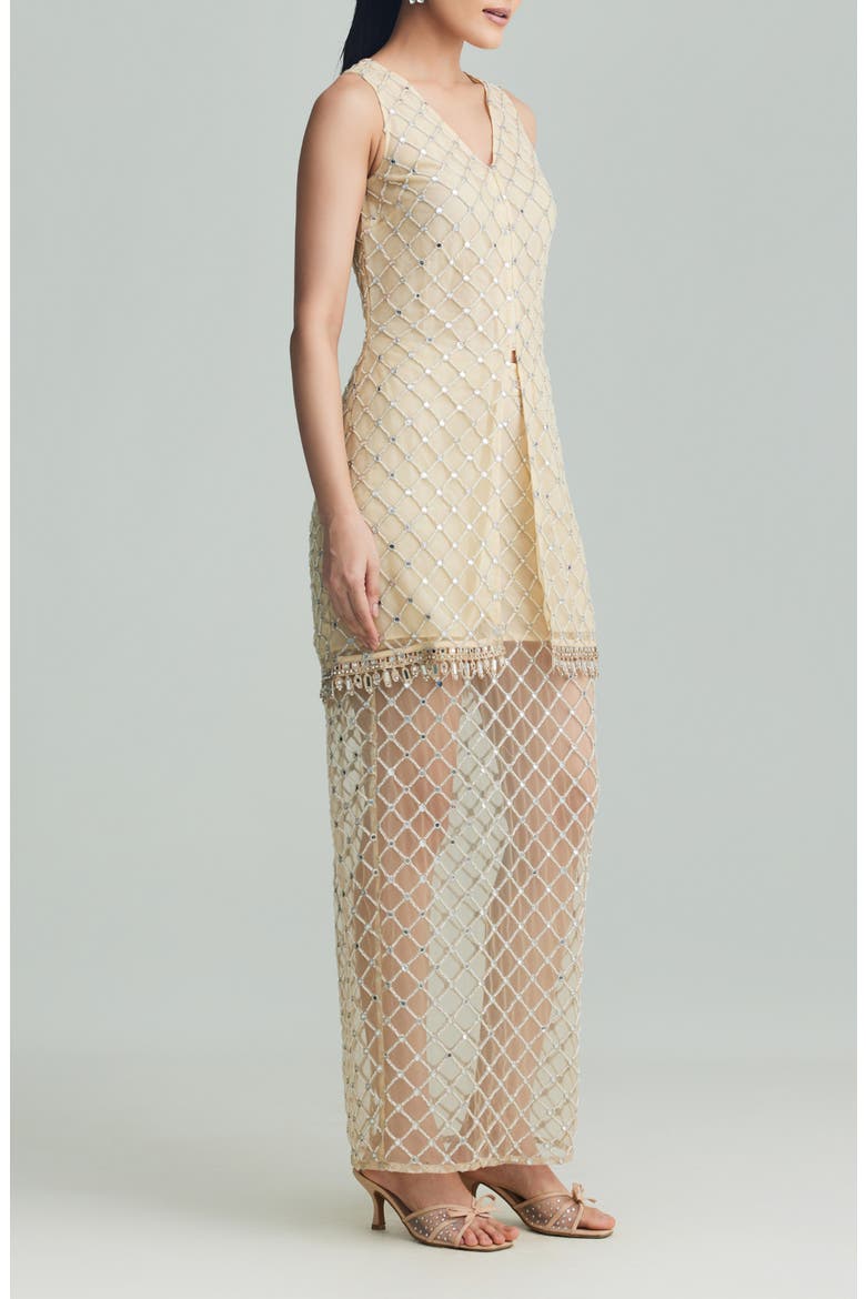 Mariah Sleeveless Top & Maxi Skirt Set, Alternate, color, GOLD