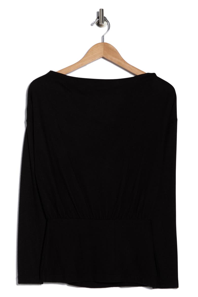 Long Sleeve Banded Hem Knit Top, Alternate, color, BLACK