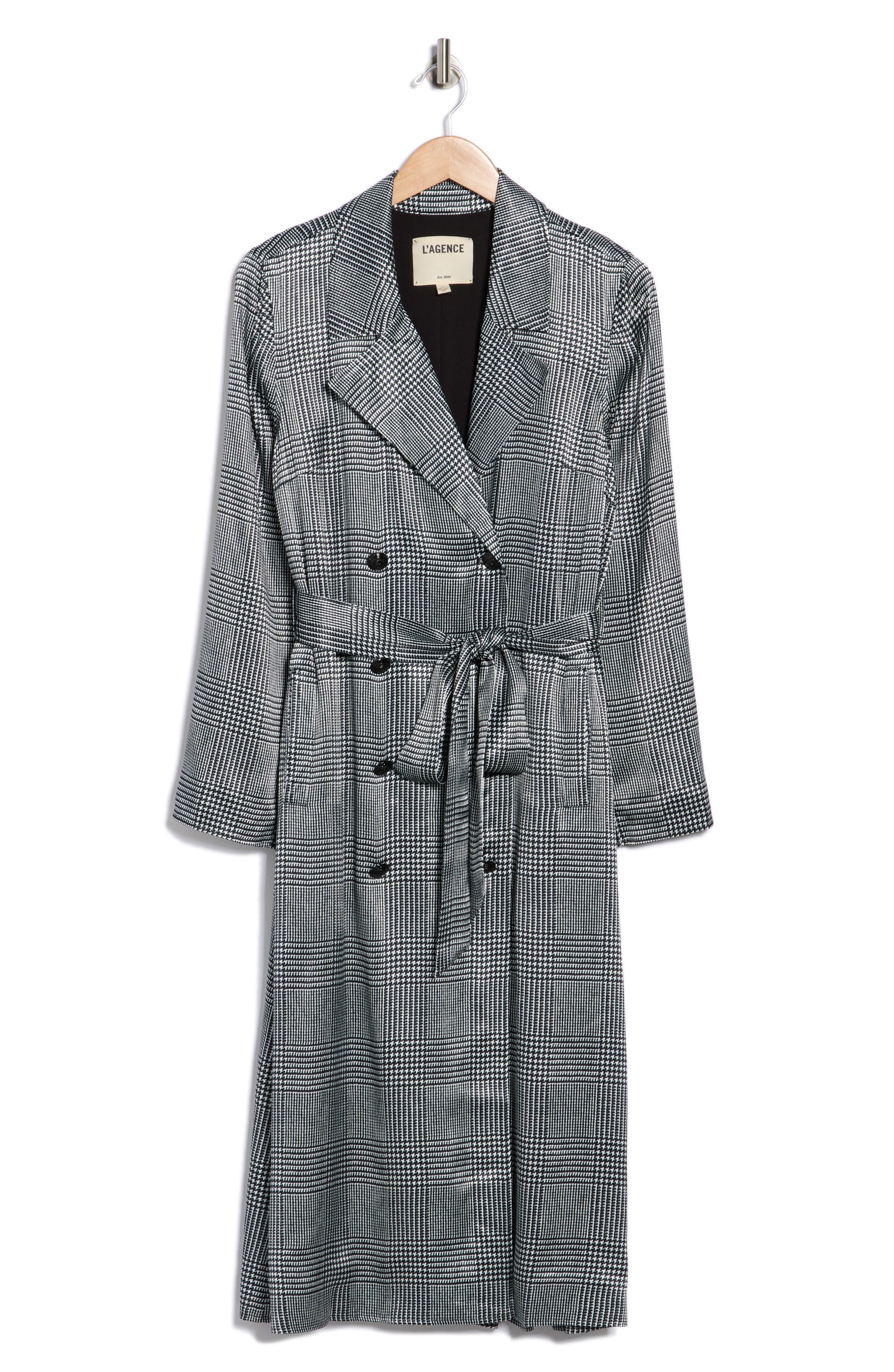 L'AGENCE Moda Glen Plaid Trench Coat