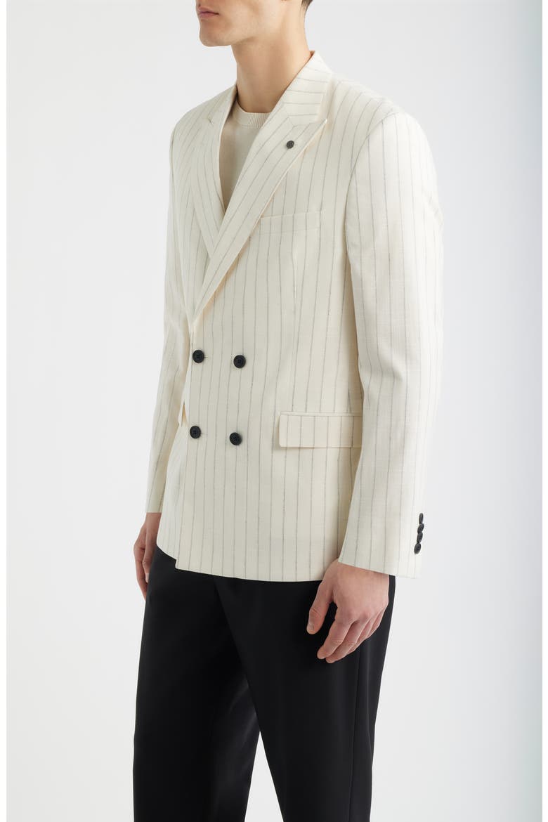 Ridley Slim Fit Pinstripe Double Breasted Sport Coat, Alternate, color, ECRU