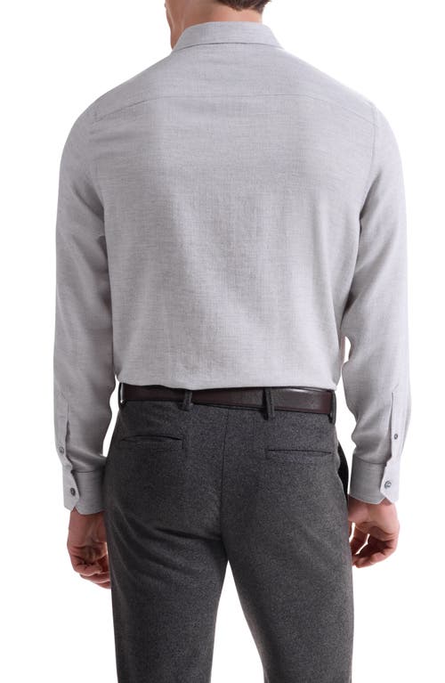 Bugatchi Axel Shaped Fit Micro Herringbone Cotton & Wool Button-up Shirt In Gray