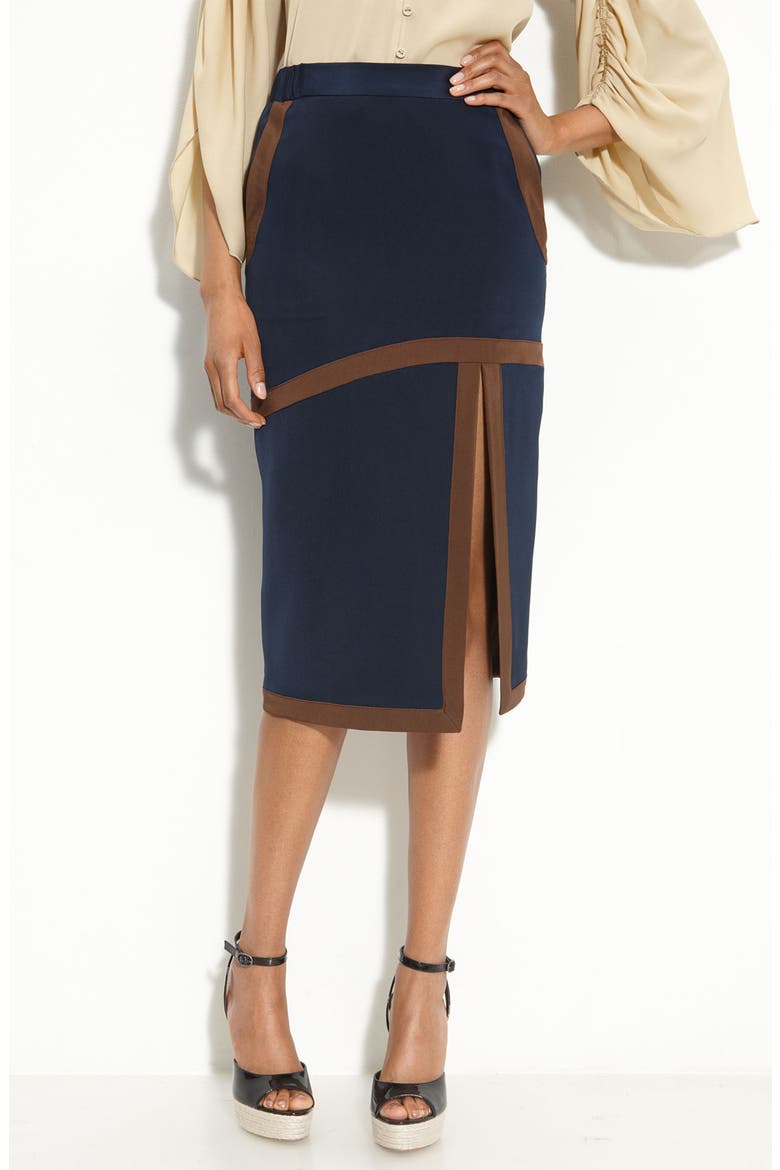 'Darmi' Silk Skirt, Main, color, NAVY/ CHOCOLATE