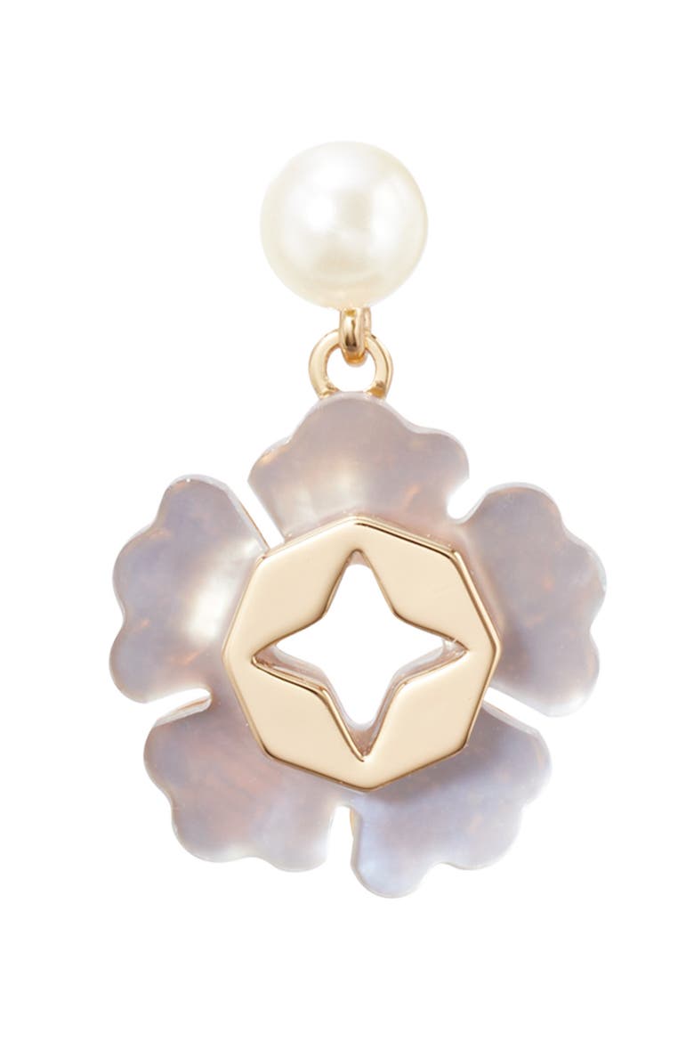 Forget Me Not Pearl Drop Earrings, Alternate, color, TORY GOLD / BLUE