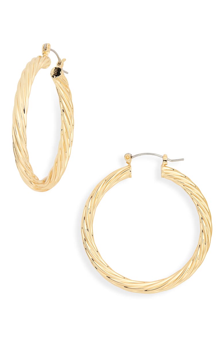 Twisted Hoop Earrings, Main, color, GOLD