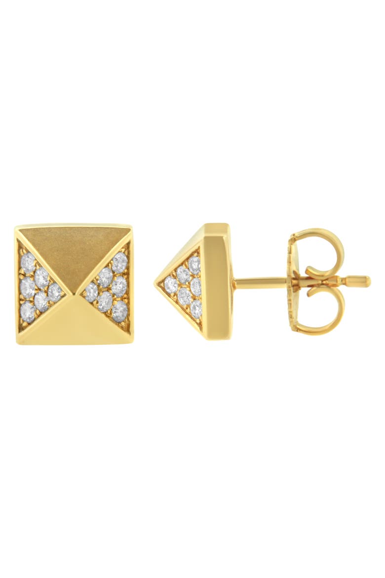 14K Yellow Gold 1/4 Cttw Diamond Pyramid Stud Earring, Alternate, color, Yellow