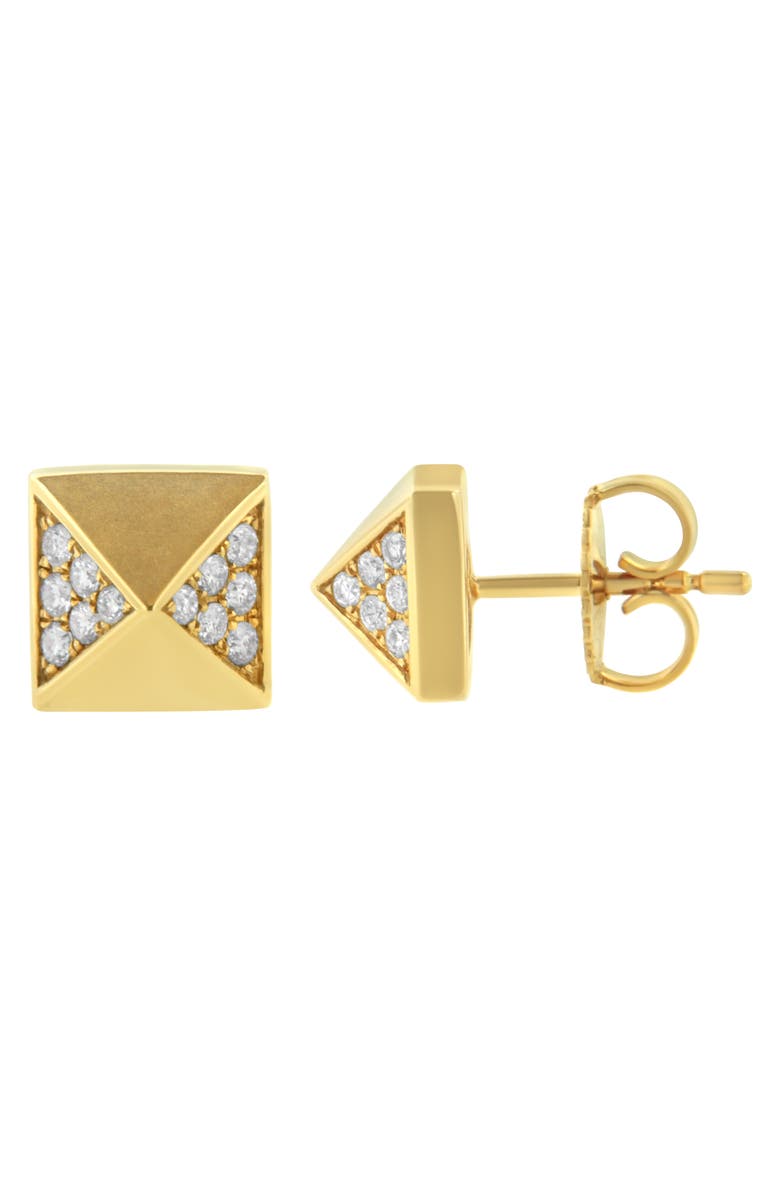 Haus of Brilliance 14K Yellow Gold 1/4 Cttw Diamond Pyramid Stud Earring, Alternate, color, Yellow