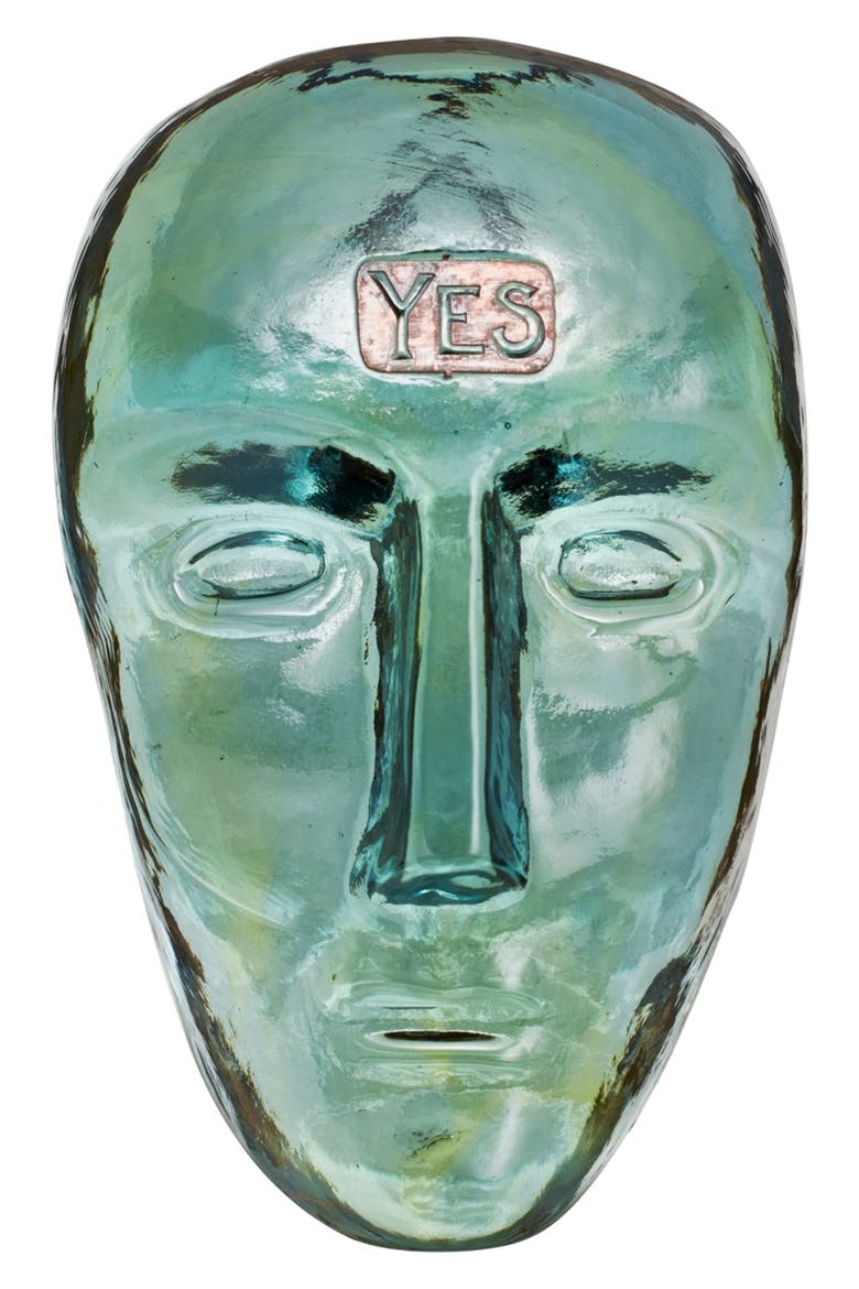 Companion Yes Glass Mask Sculpture, Main, color, GREEN
