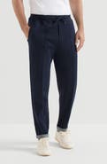 Brunello Cucinelli Cotton, cashmere and silk French terry double cloth trousers with Crête detail