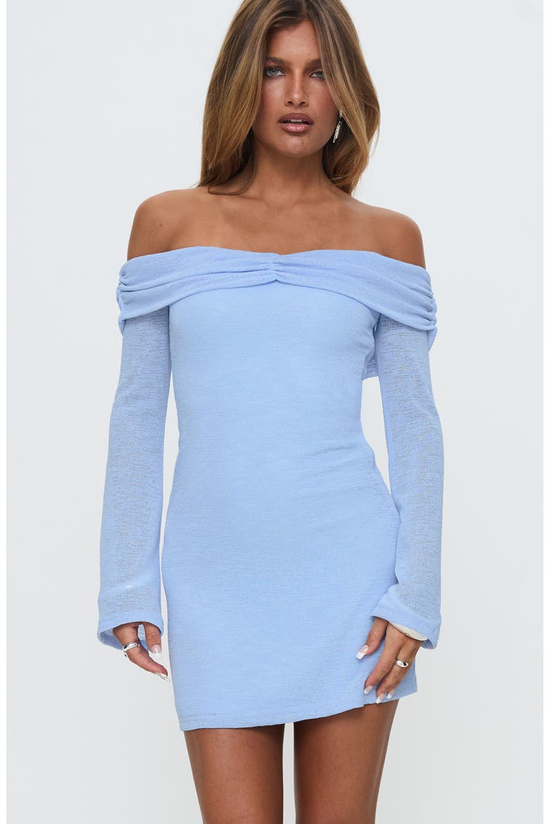 Stellaire Off the Shoulder Long Sleeve Sweater Dress, Alternate, color, BLUE