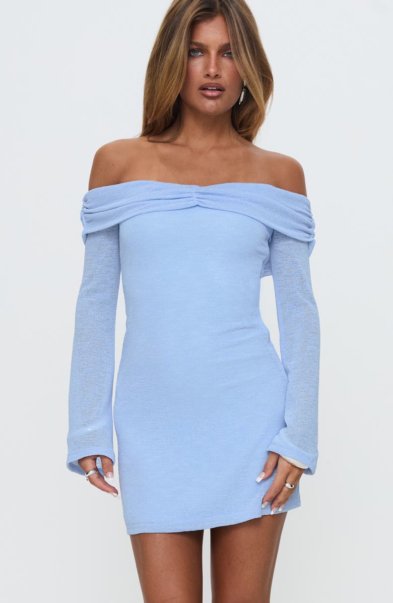 Princess Polly Stellaire Off the Shoulder Long Sleeve Sweater Dress, Alternate, color, Blue