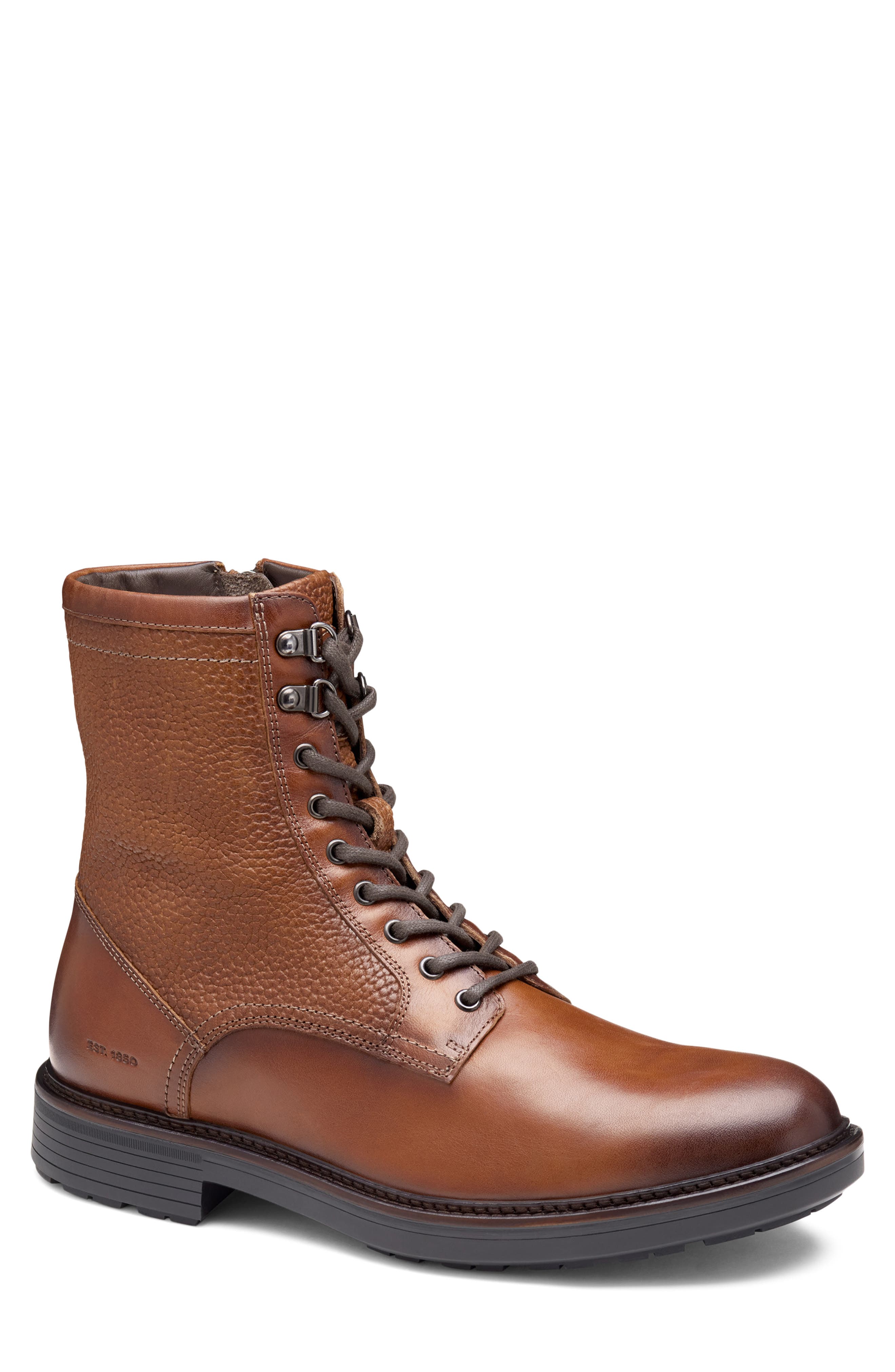 Latham Plain Toe Combat Boot, Main, color, TAN EUROPEAN CALFSKIN