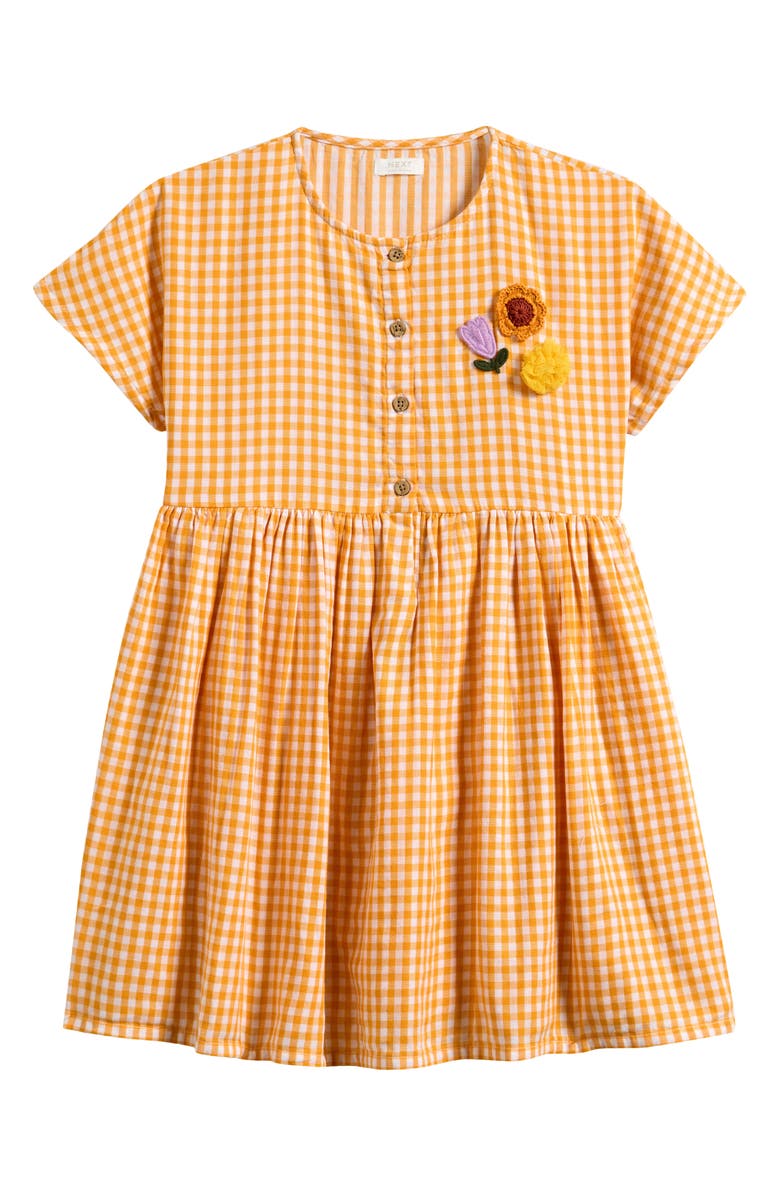 NEXT Kids' Gingham Cotton Dress, Main, color, Yellow