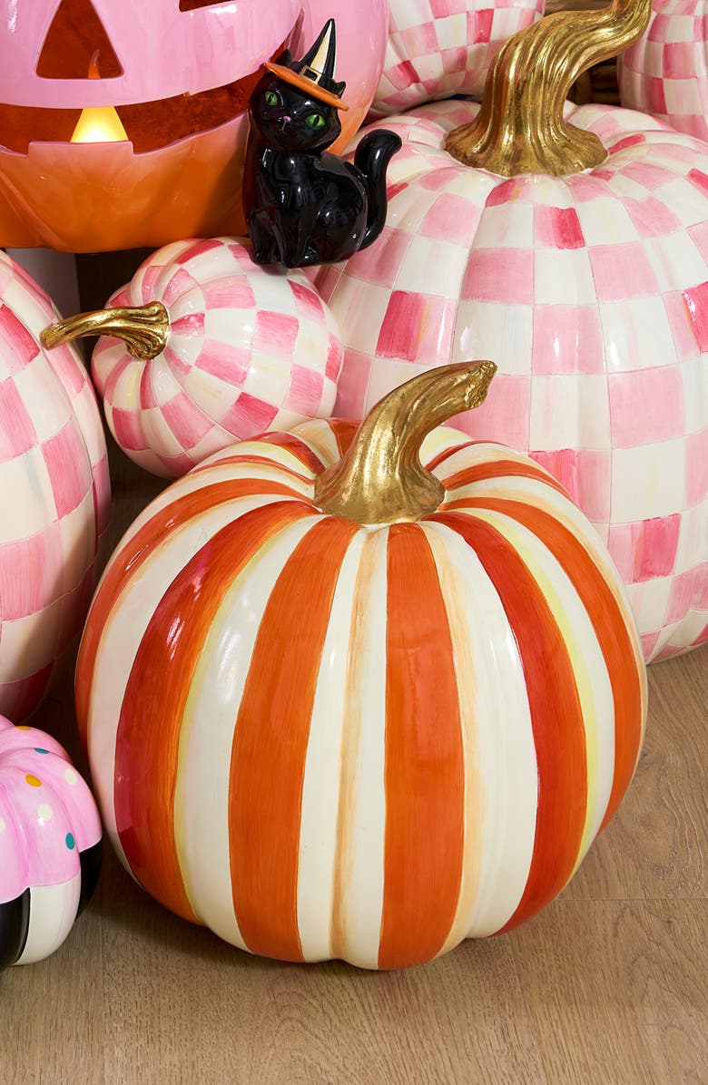 MACKENZIE CHILDS Orange Stripe Medium Pumpkin, Alternate, color, Orange