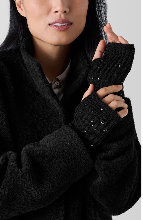 Eileen Fisher Sequin Fingerless Wool Gloves in Black 