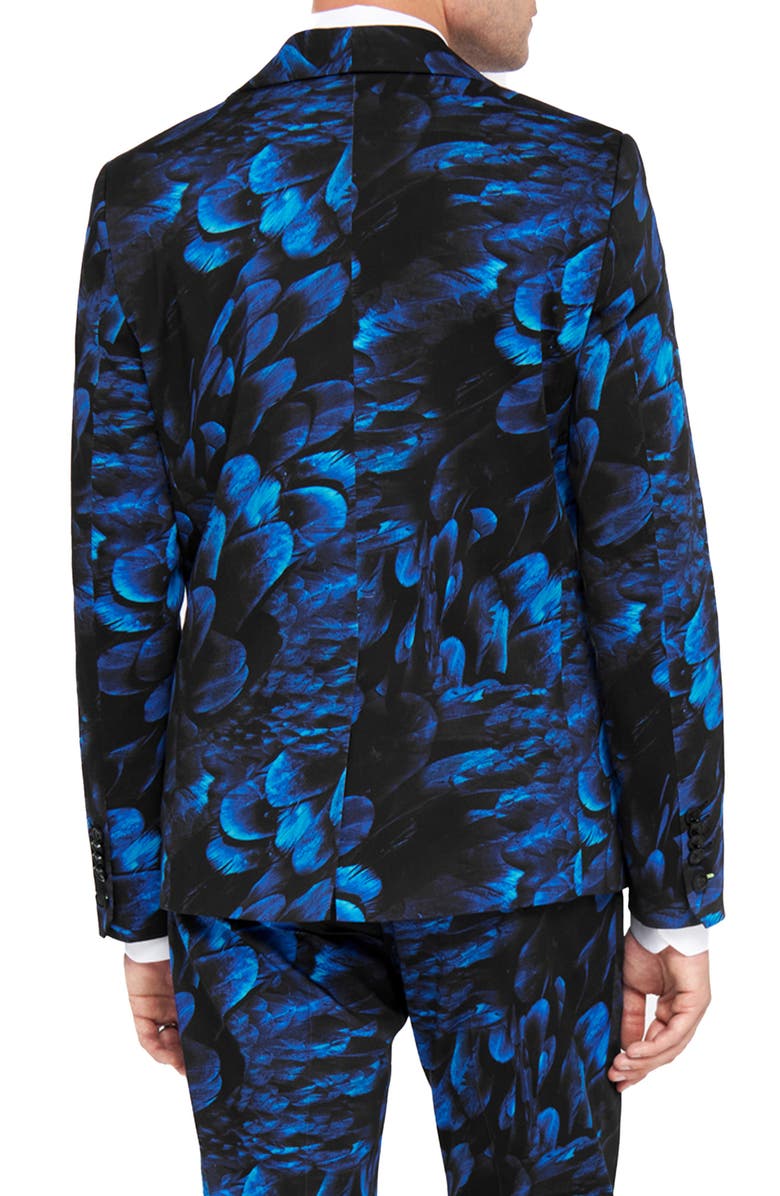 Twisted Tailor Heron Slim Fit Blue Floral Suit Jacket, Alternate, color,