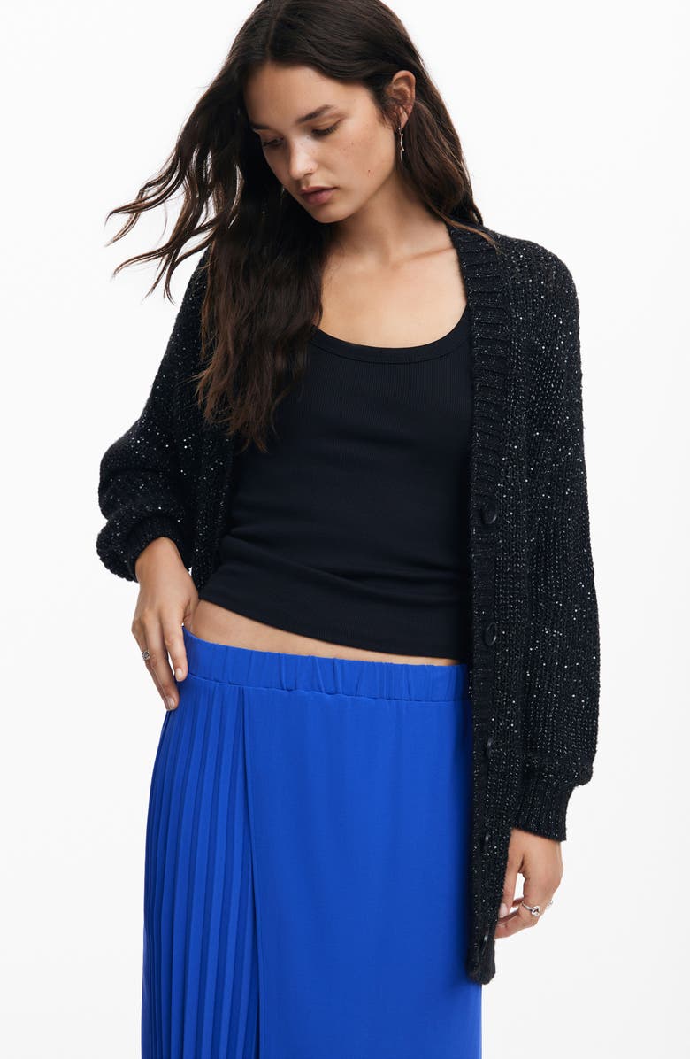 Desigual Pleated Faux Wrap Midi Skirt, Alternate, color, Blue