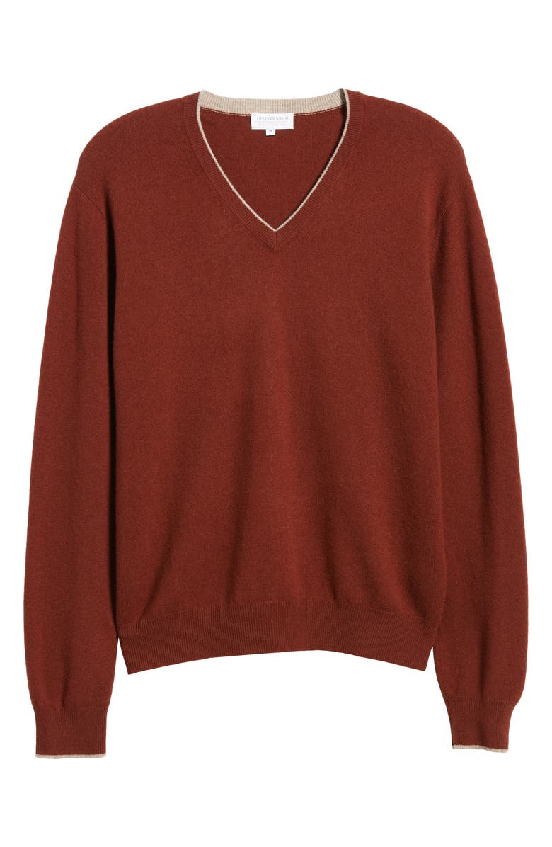 Lorenzo Uomo Tipped Merino Wool Sweater, Alternate, color, Rust