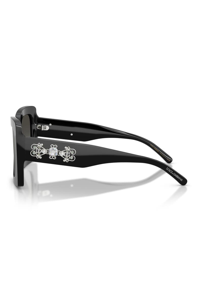 54mm Square Sunglasses, Alternate, color, BLACK / GREY MIRROR SILVER