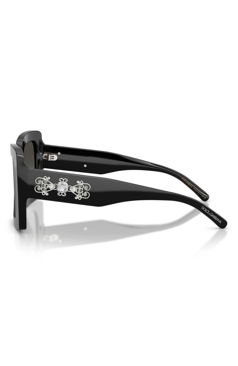 Dolce&Gabbana 54mm Square Sunglasses, Alternate, color, Black / Grey Mirror Silver