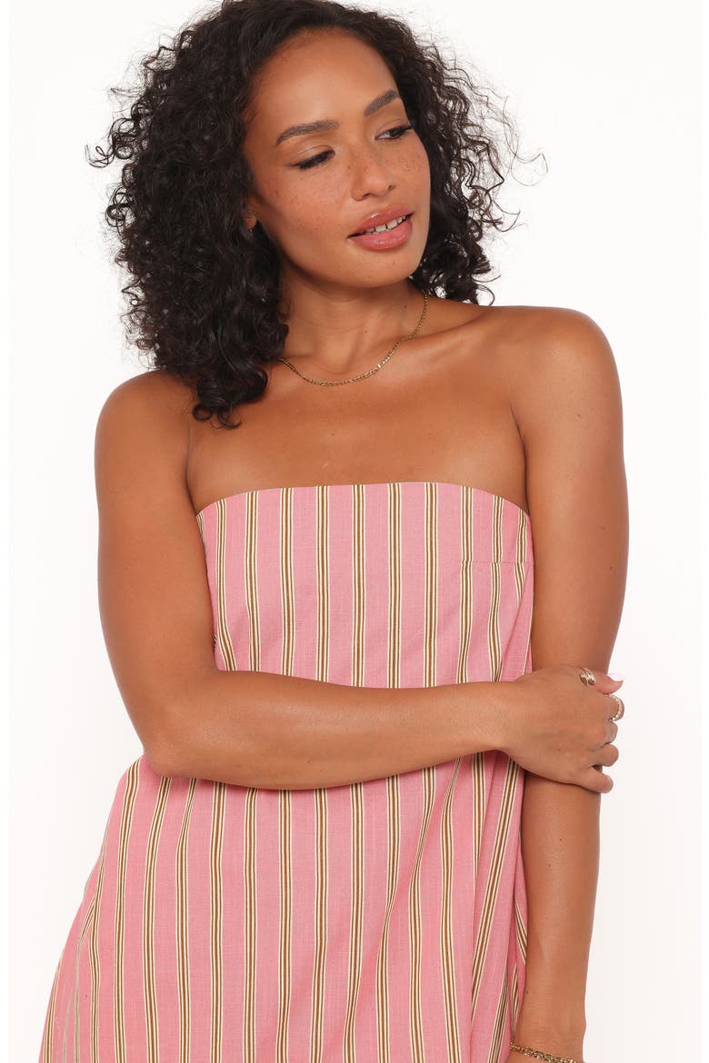 Soph Strapless Cotton Maxi Dress, Alternate, color, PINK STRIPE