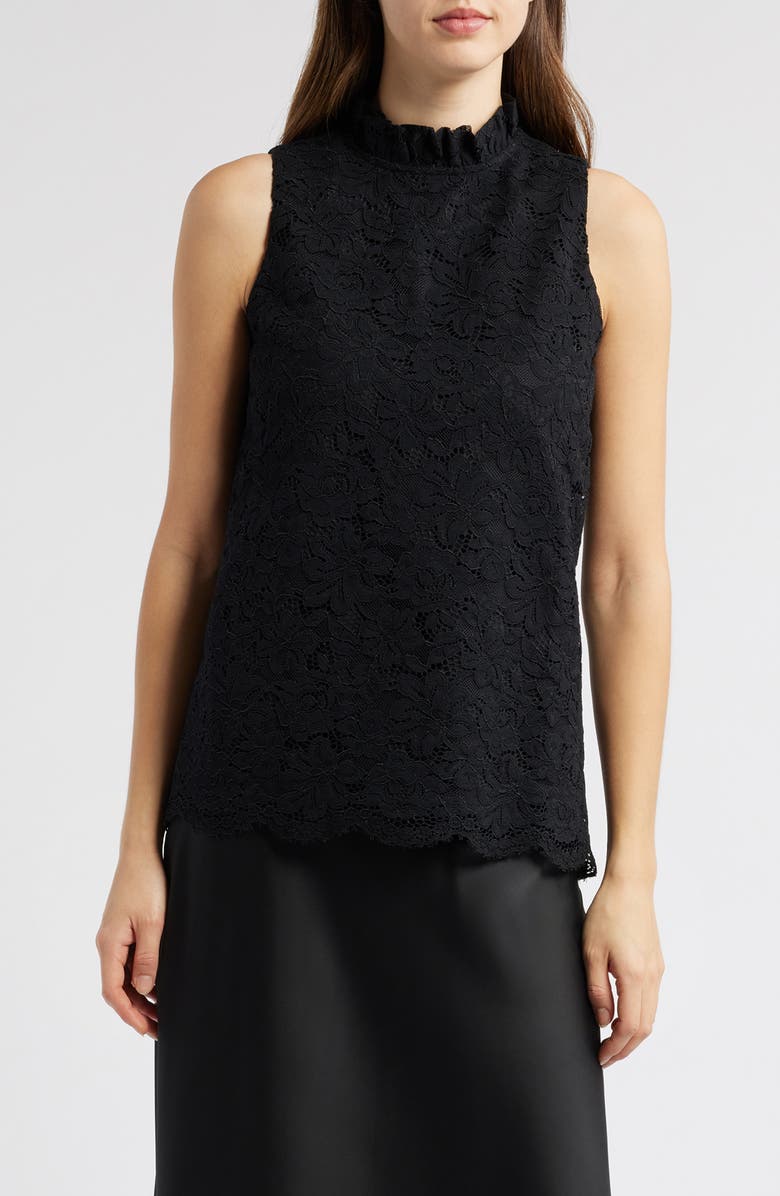 Anne Klein Metallic Lace Shell Tank, Main, color,