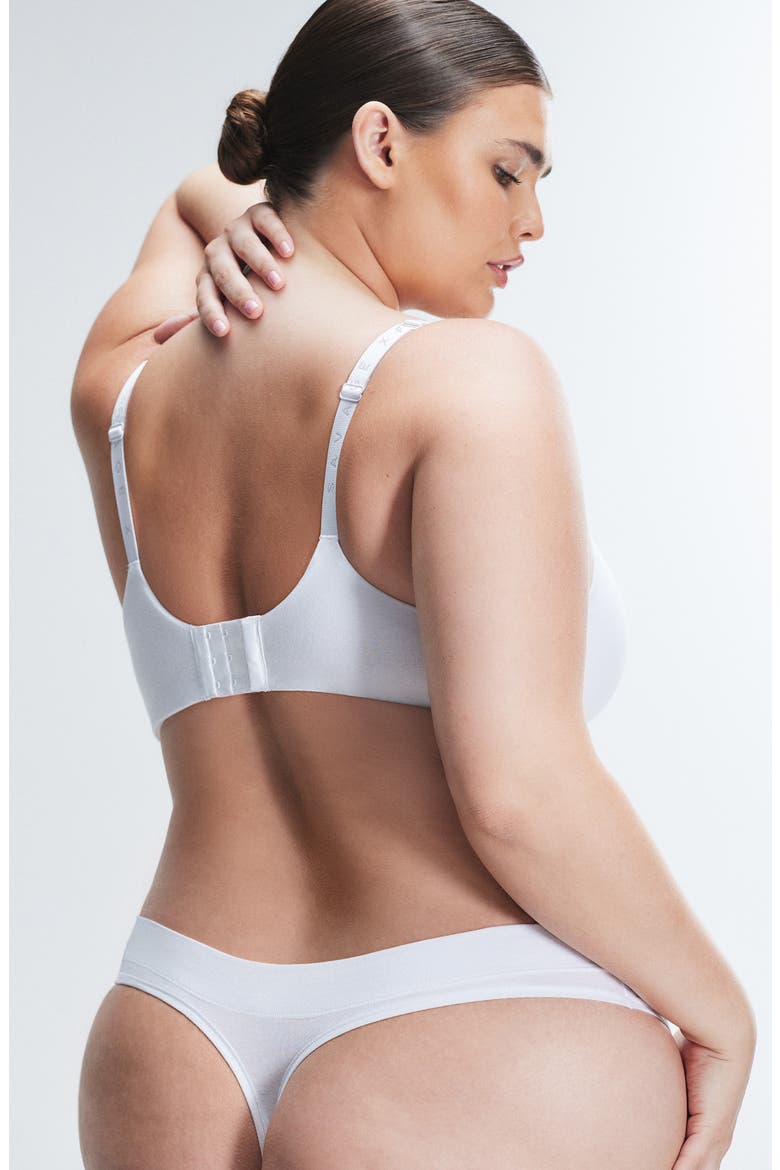 Stretch Cotton Essentials Thong, Alternate, color, ANGEL WHITE