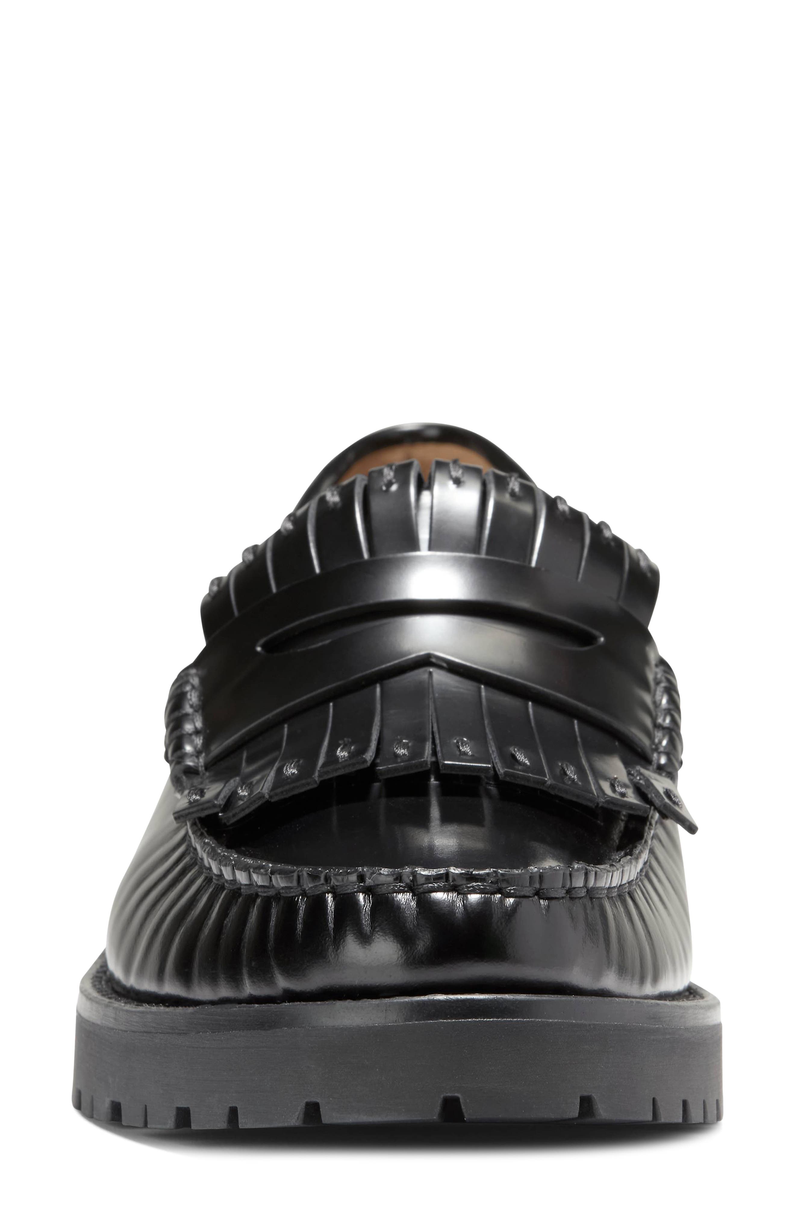 Cole Haan Treena Lug Sole Kiltie Loafer, Alternate, color, Black Box Leather